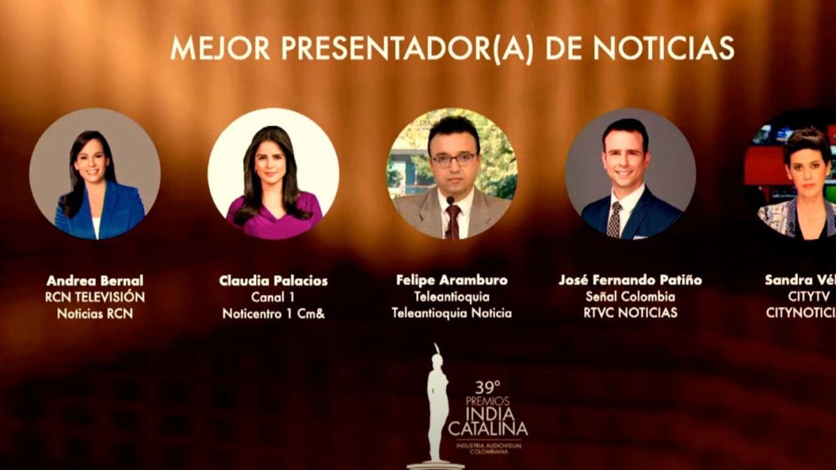 Los nominados en la categoría Mejor presentador (a) de noiticas.