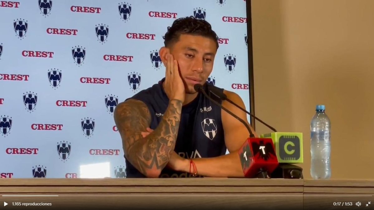 Joao Rojas, volante ecuatoriano, durante la rueda de prensa de este martes 28 de marzo del Monterrey.