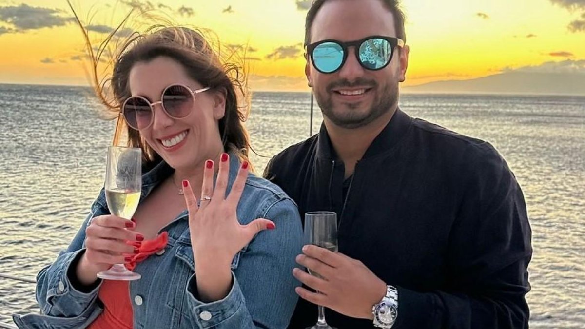 Cynthia Raby y su pareja.