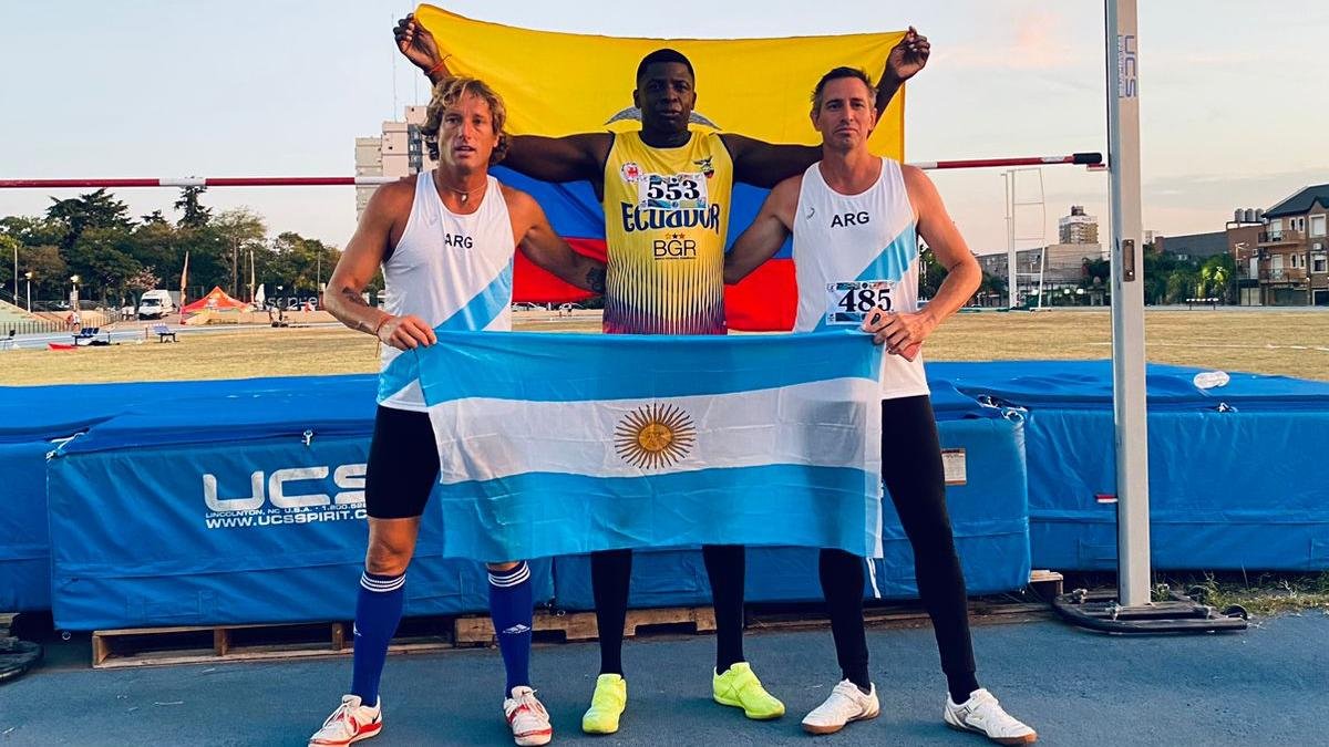 Chalá (c) coronó en la prueba de salto de altura en el Grand Prix del Mercosur 2023, celebrado entre el 4 y 5 de marzo pasados.