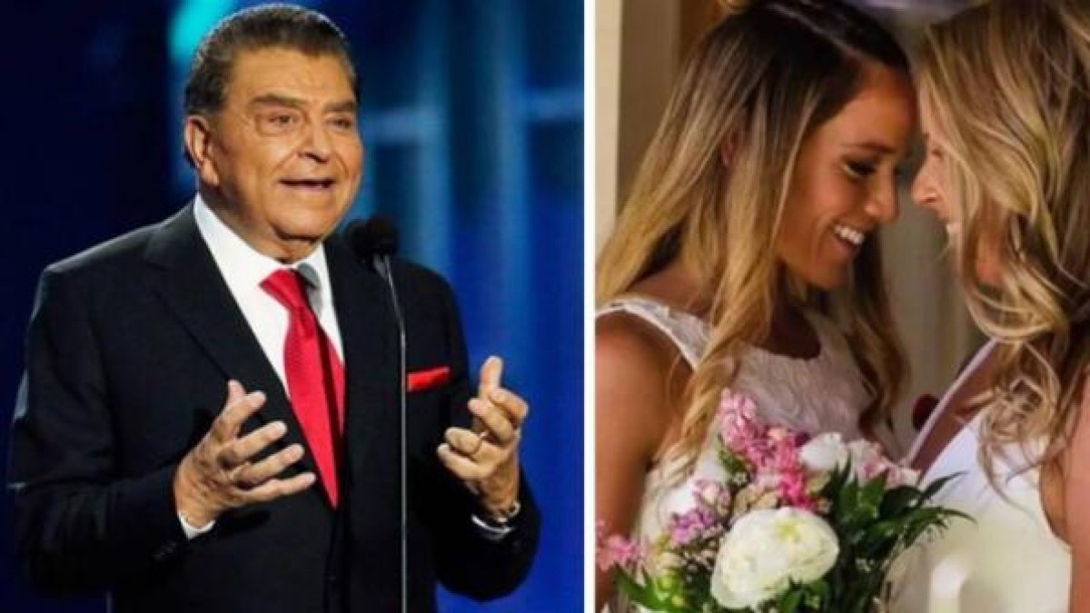 Don Francisco y su nieta con su pareja.