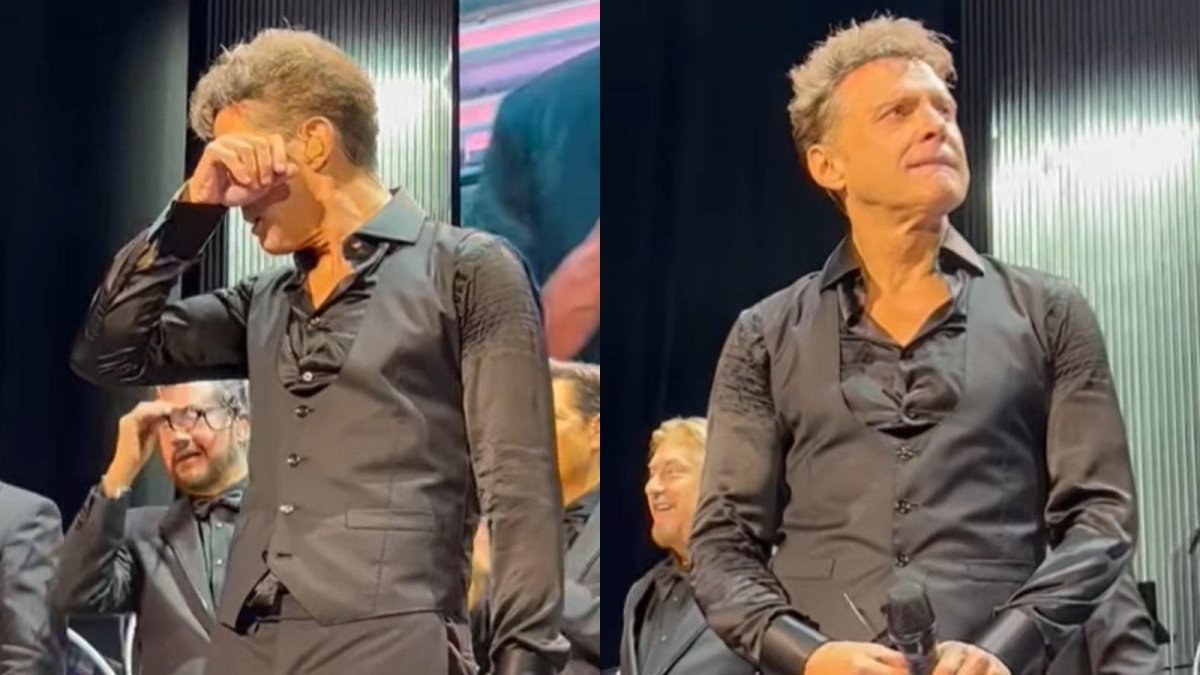 Luis Miguel en el instante en que llora por la ovación del público chileno.