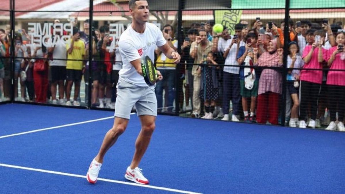 Cristiano Ronaldo en la inauguración del proyecto en Oeiras, Portugal.