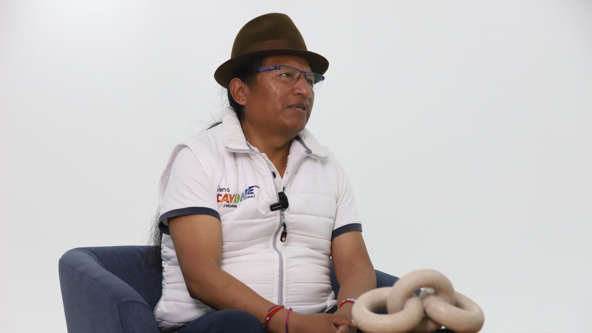 Guillermo Churuchumbi tiene el respaldo del presidente de la Conaie, Leonidas Iza.