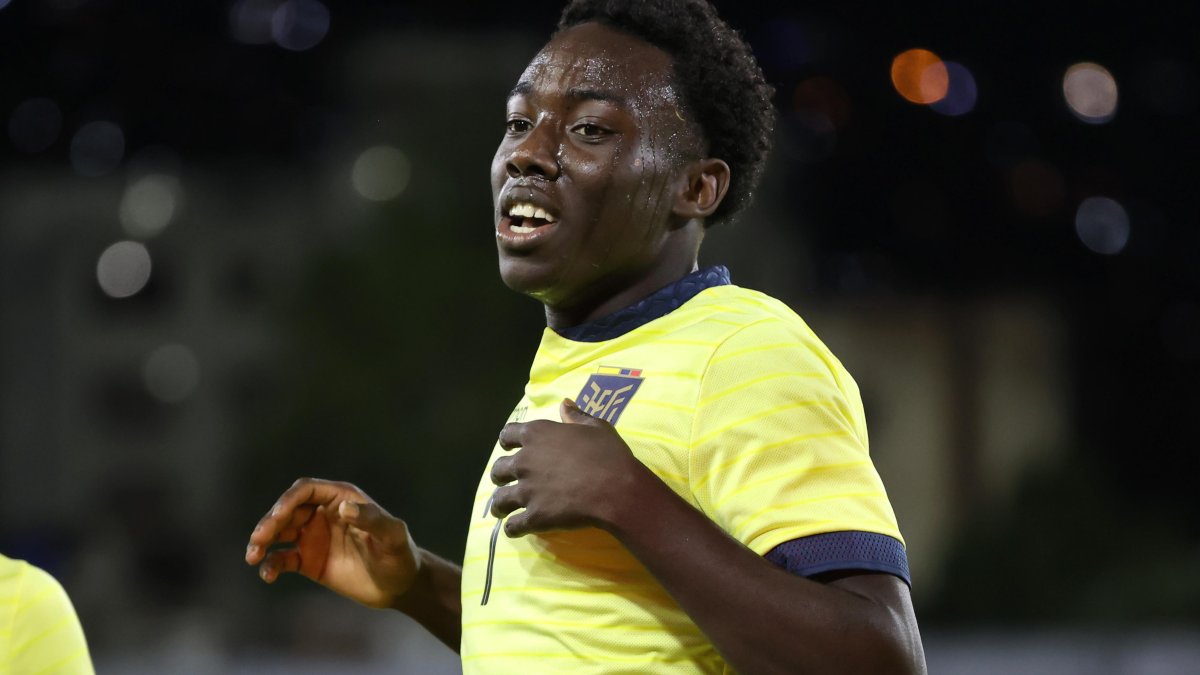 Medina (d) celebra su gol de tiro libre que selló el 1-1 ante Venezuela.