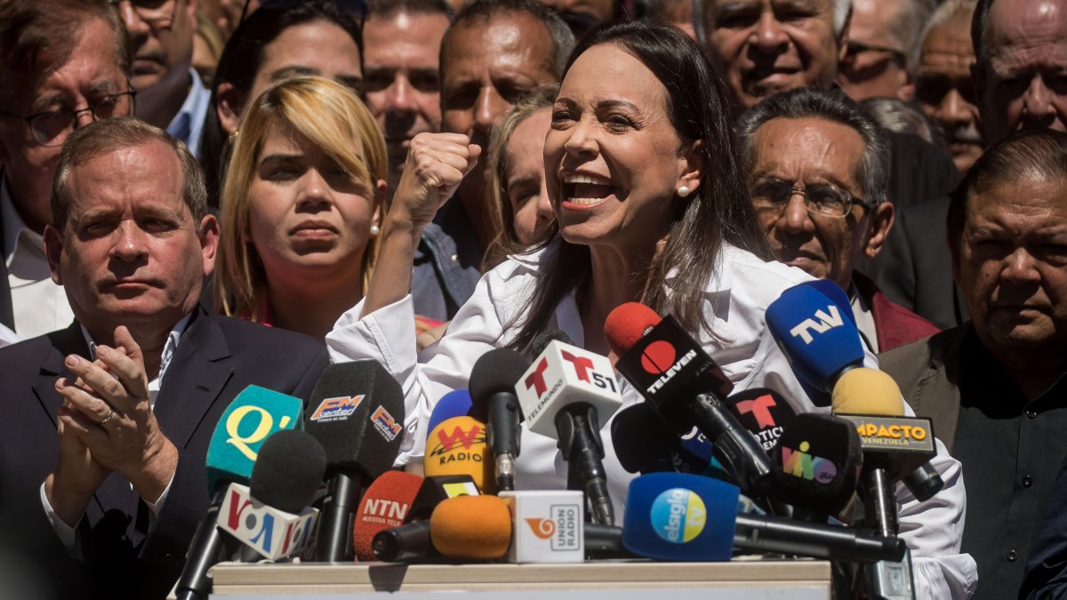 La líder opositora venezolana María Corina Machado en Caracas (Venezuela).