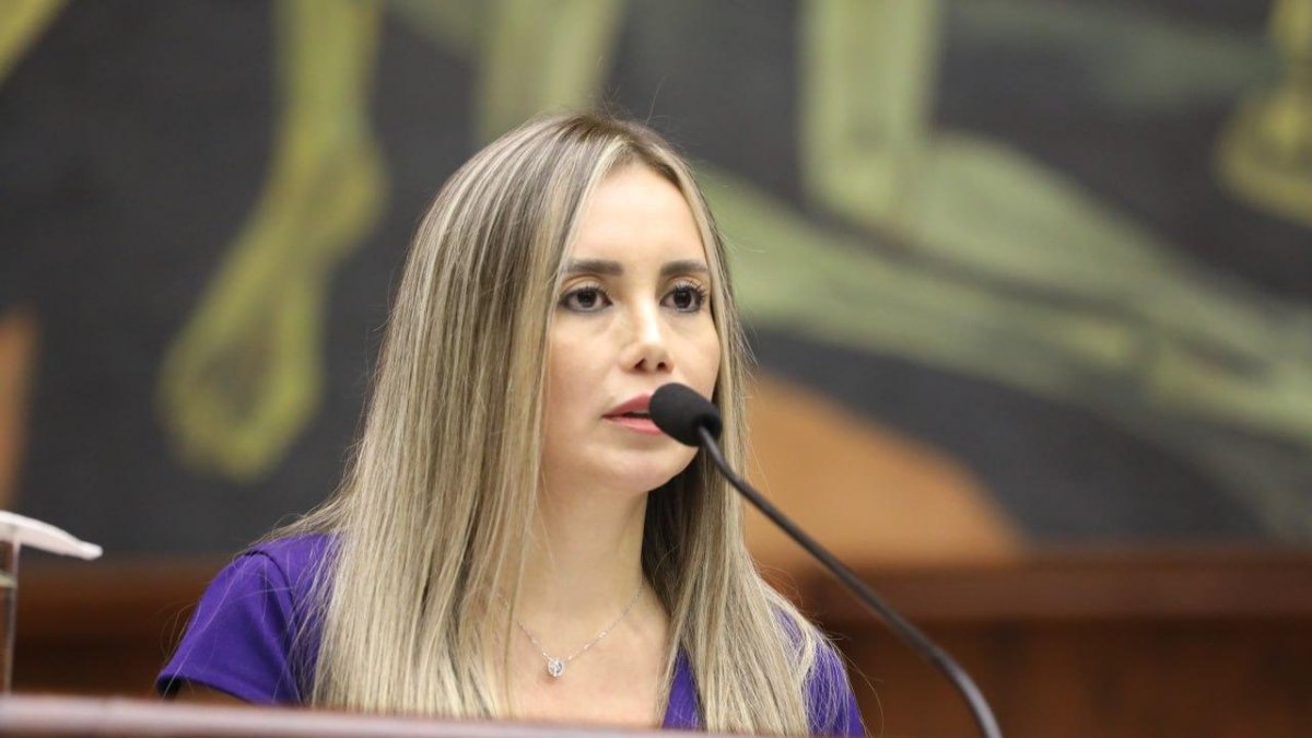 Maribel Barreno, exvocal del Consejo de la Judicatura, durante su replica en el juicio político contra Terán.