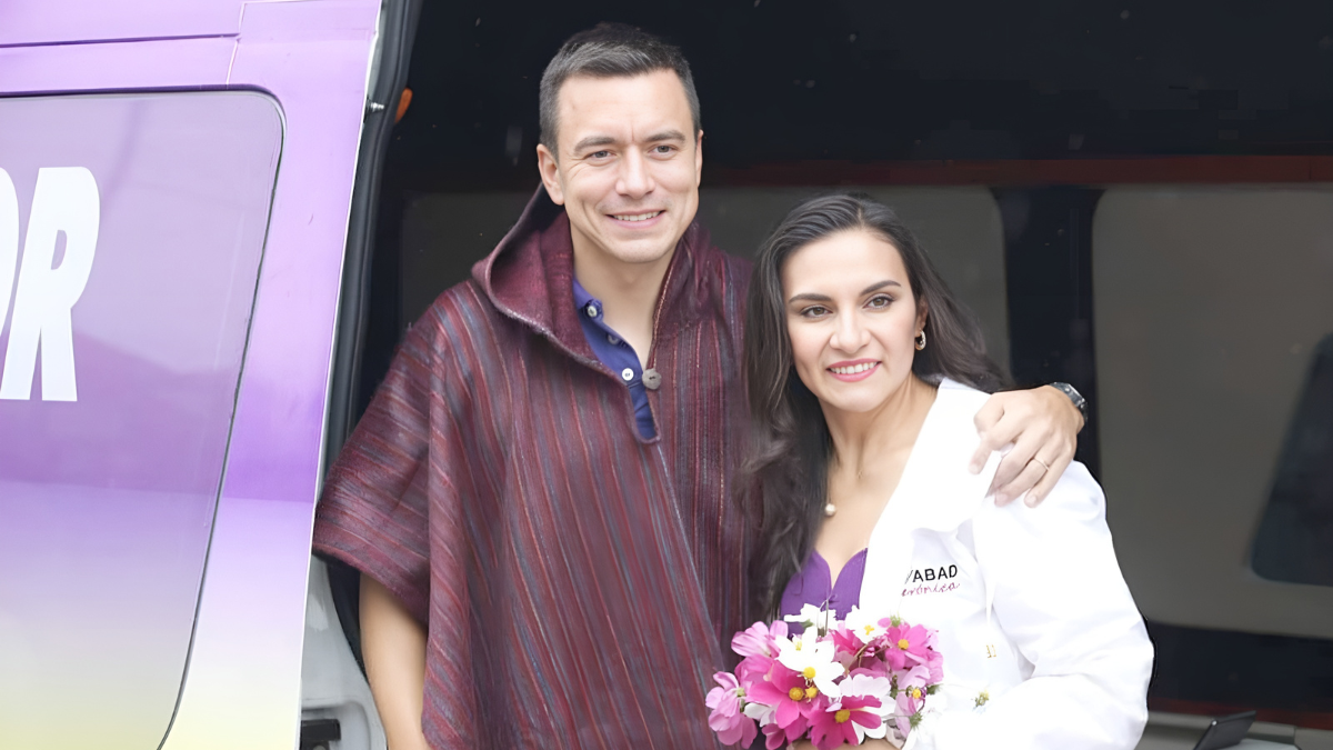 El presidente de la República, Daniel Noboa; junto a la vicepresidenta Verónica Abad.