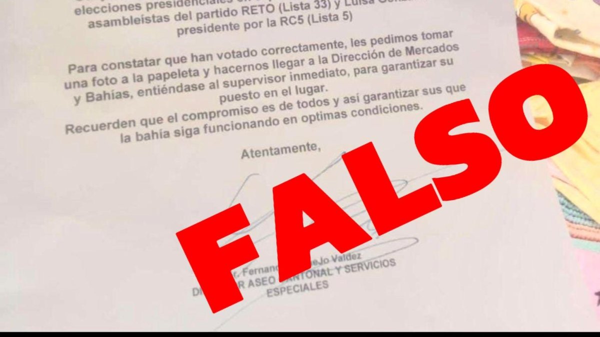 El comunicado inducía el voto hacia la candidata a la presidencia Luisa Gonzales