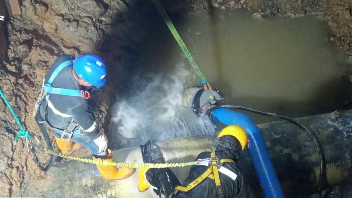 Según indicó Interagua, los trabajos en el acueducto se realizaron a lo largo de la madrugada de este 14 de abril.