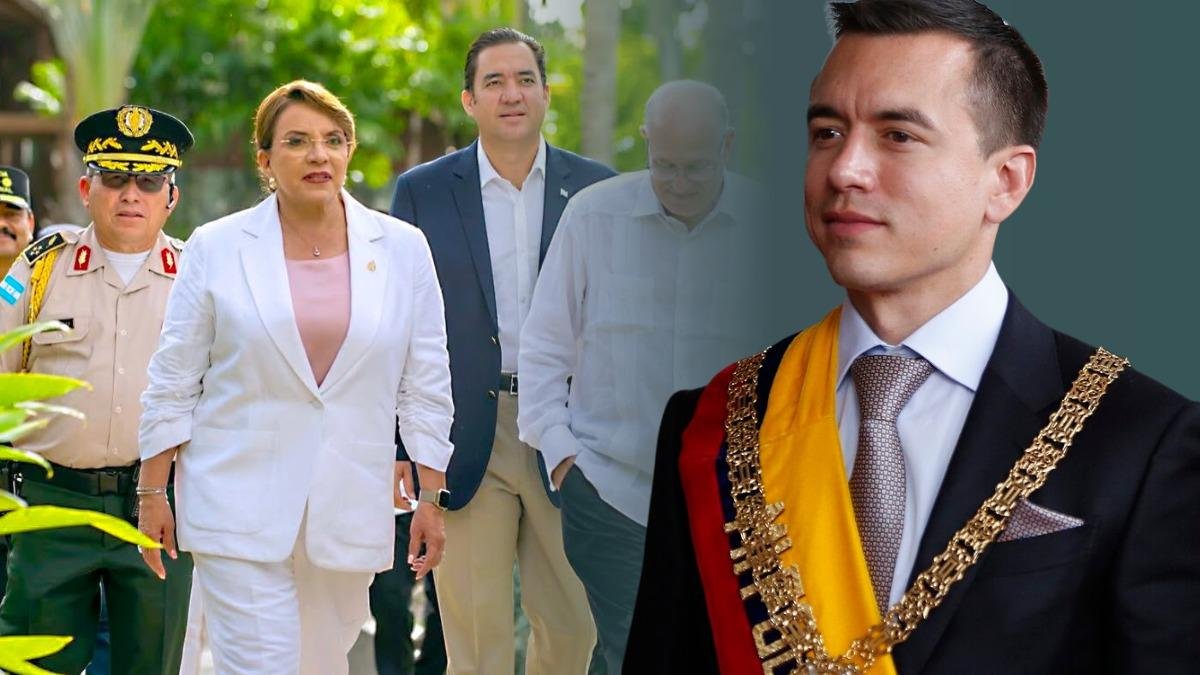 La presidenta de Honduras, Xiomara Castro, y el mandatario ecuatoriano, Daniel Noboa.