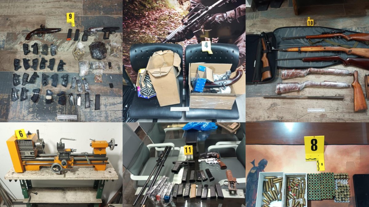 Se incautaron armas tipo pistola, carabinas industriales, un revólver, fusiles didácticos, entre otros.