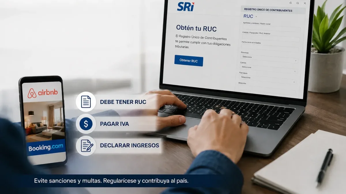 Una foto creada por IA grafica que se puede actualizar o sacar el registro único del contribuyente en la página Web del SRI.