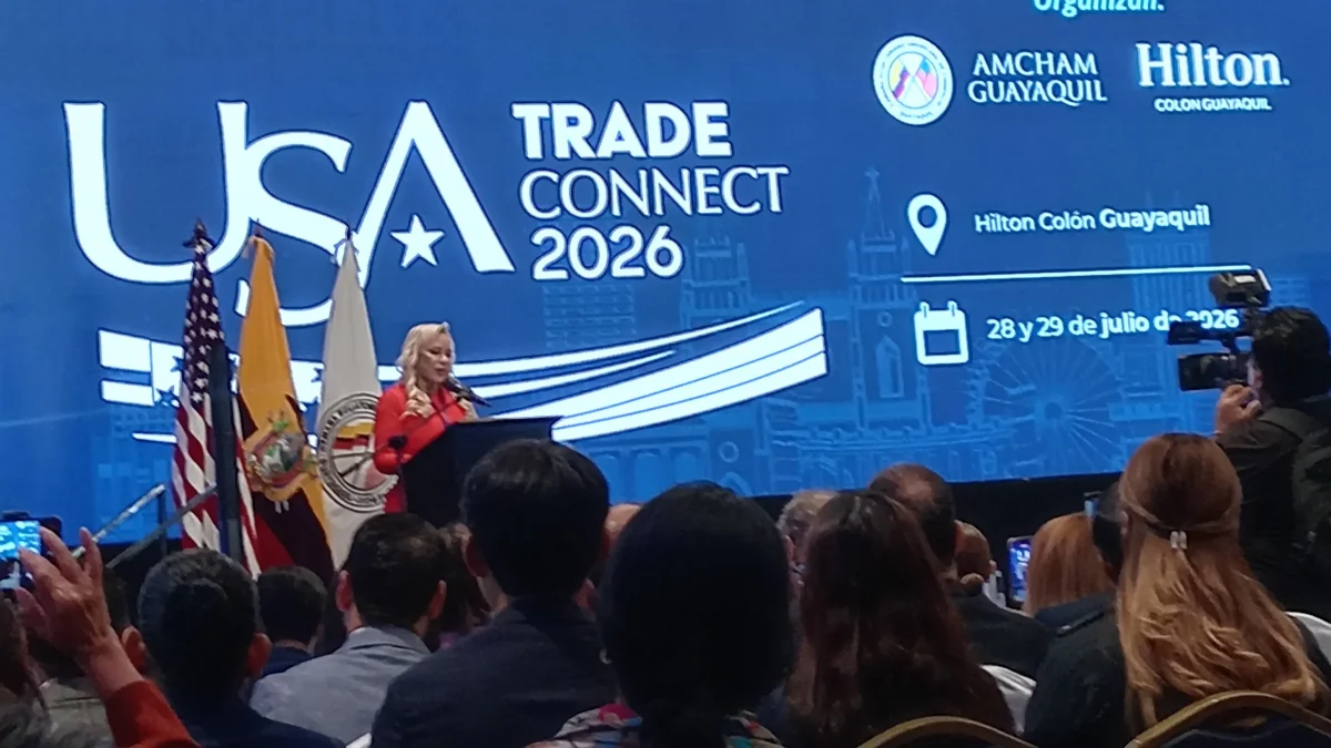 Nery Merejildo, presidenta del directorio de AmCham Guayaquil en el foro USA Trade Connect 2026.