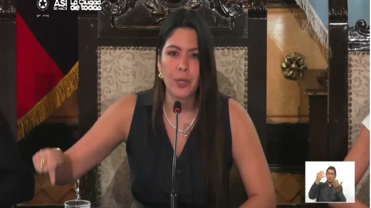 La alcaldesa durante su intervención este miércoles 5 de agosto.