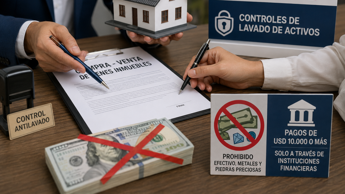 Una foto creada con IA para graficar que los pagos de más 10.000 dólares debe hacerse mediantet una entidad del sistema financiero.