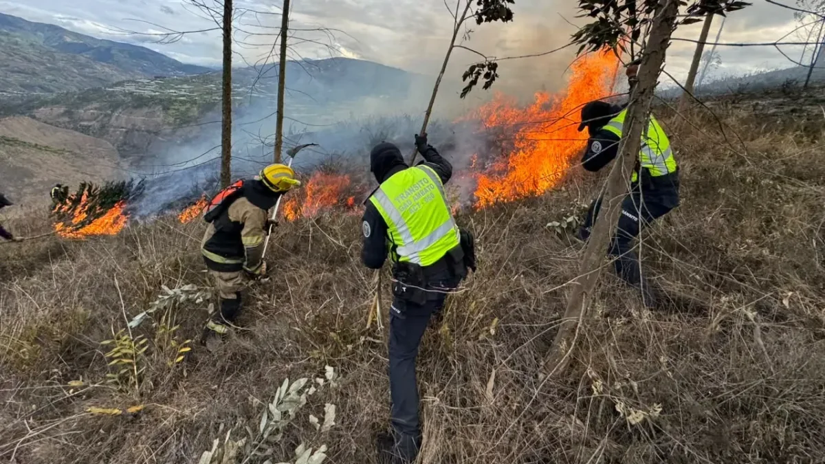 El déficit hídrico, las altas temperaturas y los fuertes vientos favorecen la propagación de los incendios forestales en Ambato. En los primeros nueve días de octubre se han registrado 25 emergencias.