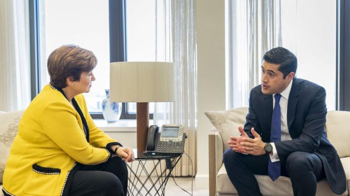 La gerente del FMI, Kristalina Georgieva, y el ministro de Finanzas de Ecuador, Richard Martínez, se reunieron el martes 26 de noviembre de 2019.
