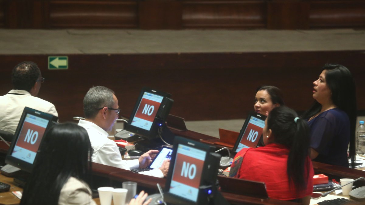Votación de la bancada correísta en el Pleno de la Asamblea Nacional.