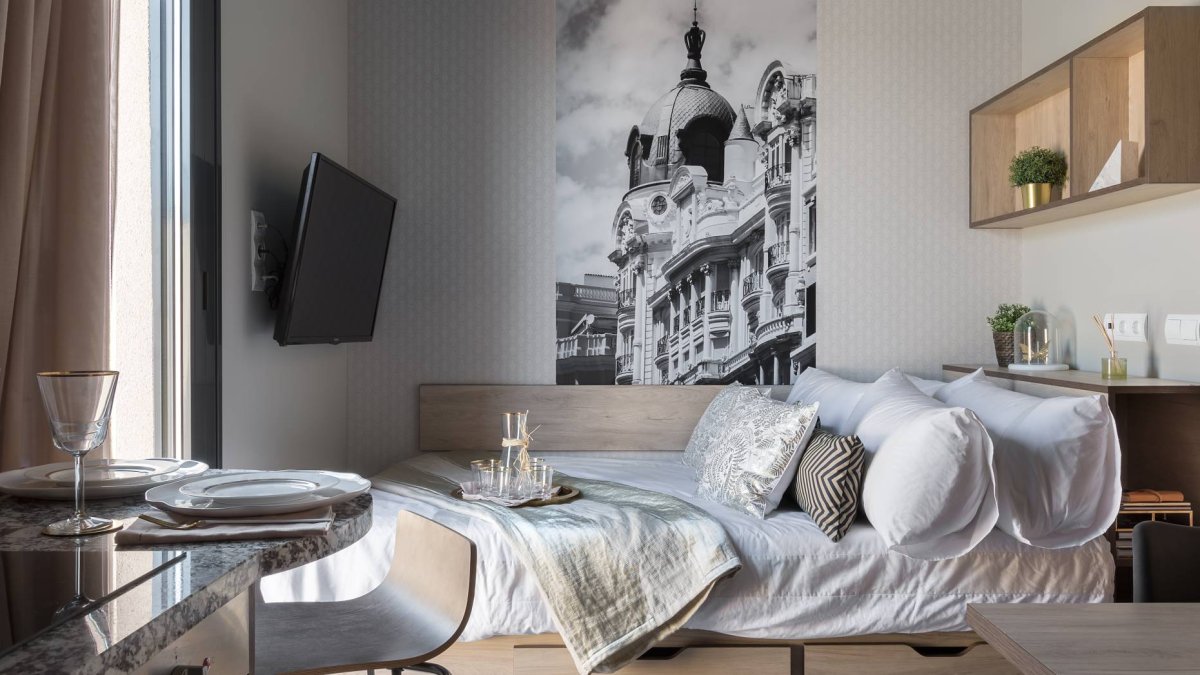 Oferta. Habitación de Collegiate Aravaca (Madrid), promovida por el Grupo Moraval y que cuenta con 215 plazas.