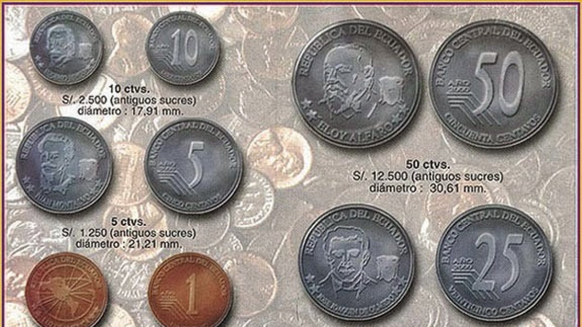 Solo el 1 centavo es moneda de EE. UU. el resto son monedas de Ecuador que son útiles son en el país.