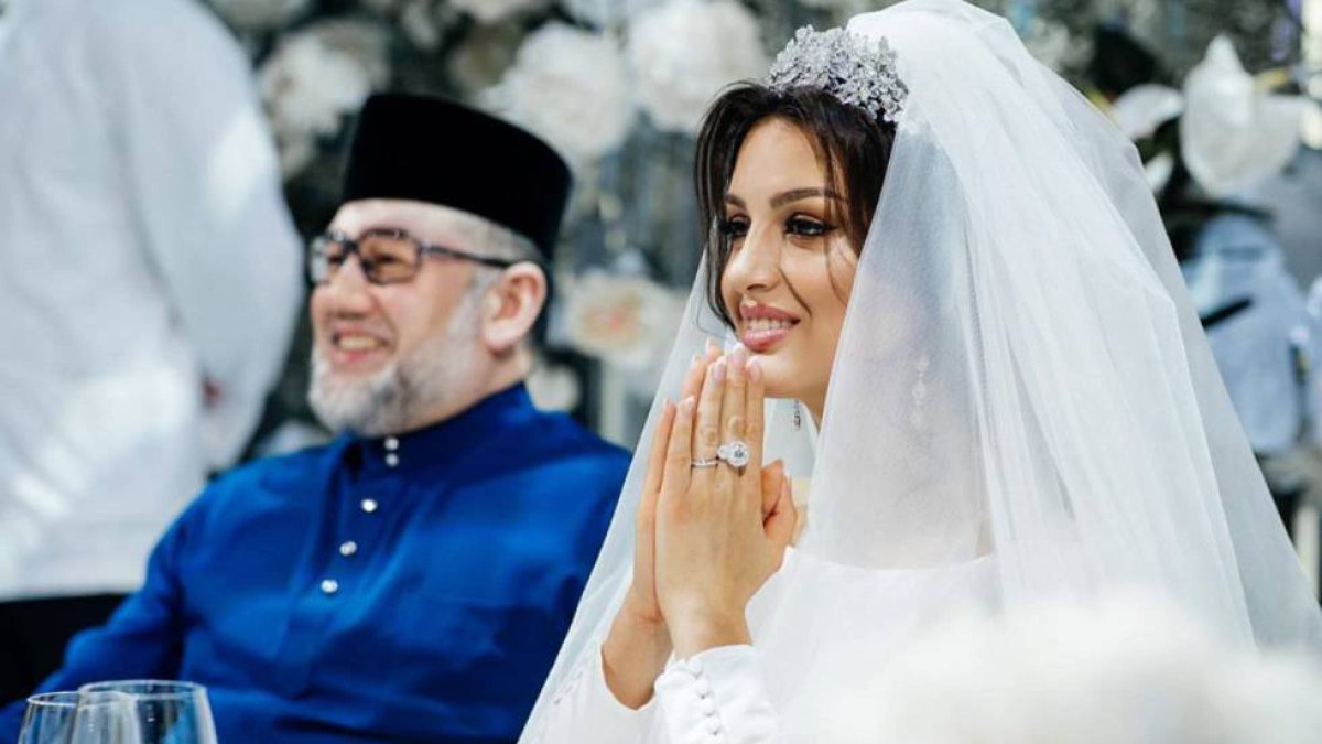 Mohamed V de Kelantan y Rihana Oksana Voevodina, en su boda rusa celebrada en Moscú a finales de noviembre de 2018