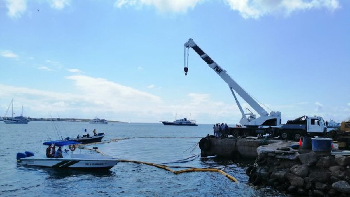 Buzos colaboran con la inspección marina de los trabajos.