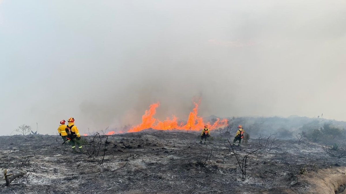 El siniestro inició el Martes. Bomberos y equipo técnico han estado haciendo descargas constantes de agua sobre el incendio