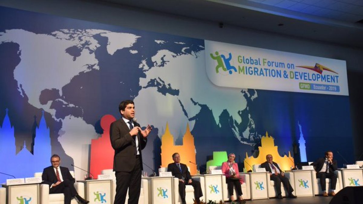 El vicepresidente Otto Sonennholzner dio la bienvenida a los participantes de las cumbre del Foro Global sobre Migración y Desarrollo.