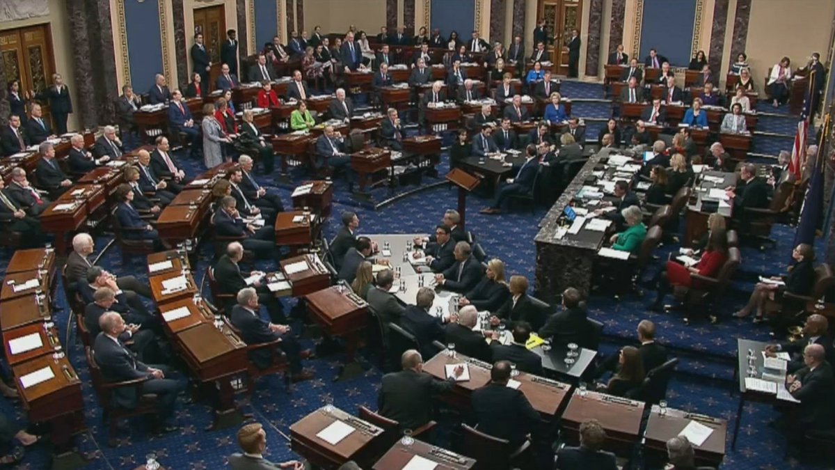 El Senado de Estados Unidos durante la votación nominal en el juicio político contra el presidente Trump.