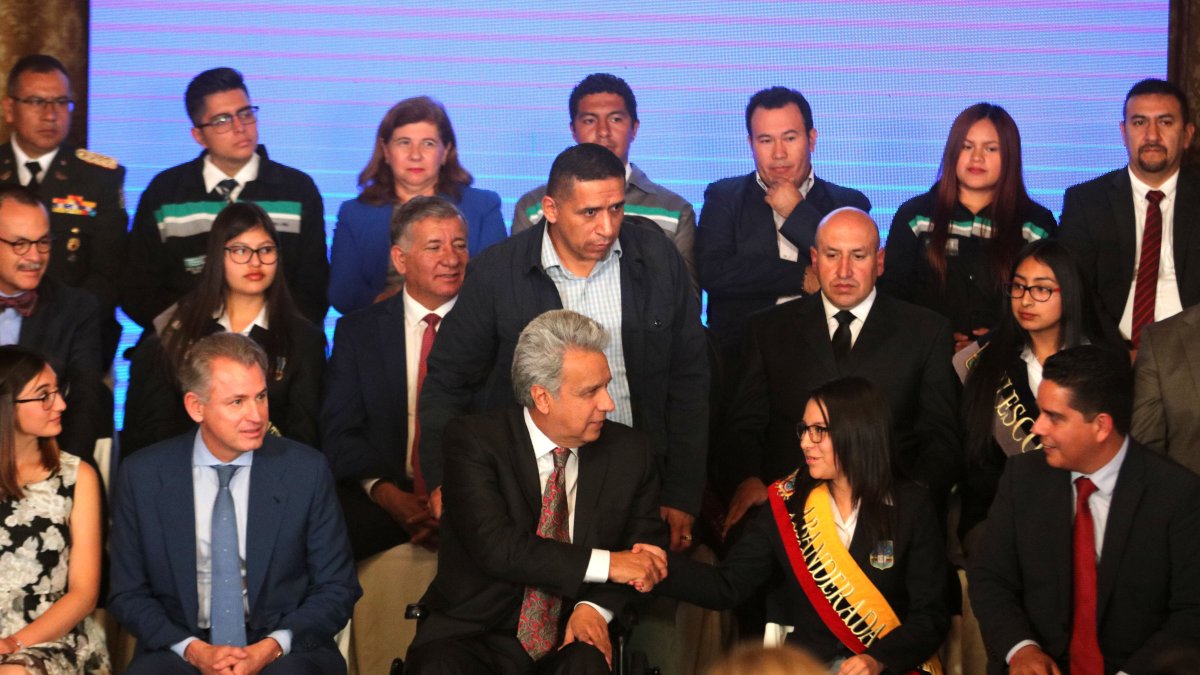 El presidente Lenín Moreno, en el marco del Encuentro Nacional para la Educación Superior el pasado jueves.