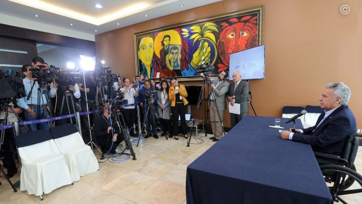 El presidente Lenín Moreno dio declaraciones previo a su viaje a Estados Unidos