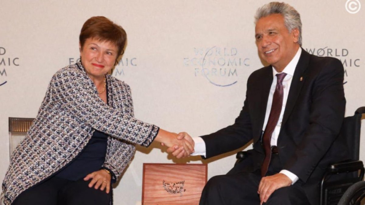 Kristalina Georgieva, directora del FMI, se reunió con el presidente Lenín Moreno, el el Foro Económico Mundial de Davos.