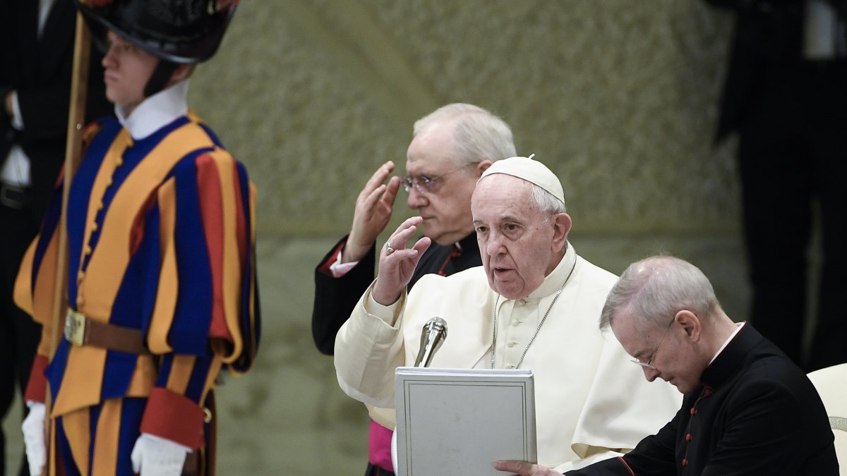 El papa Francisco durante la audiencia general semanal de este miércoles, en el Vaticano.