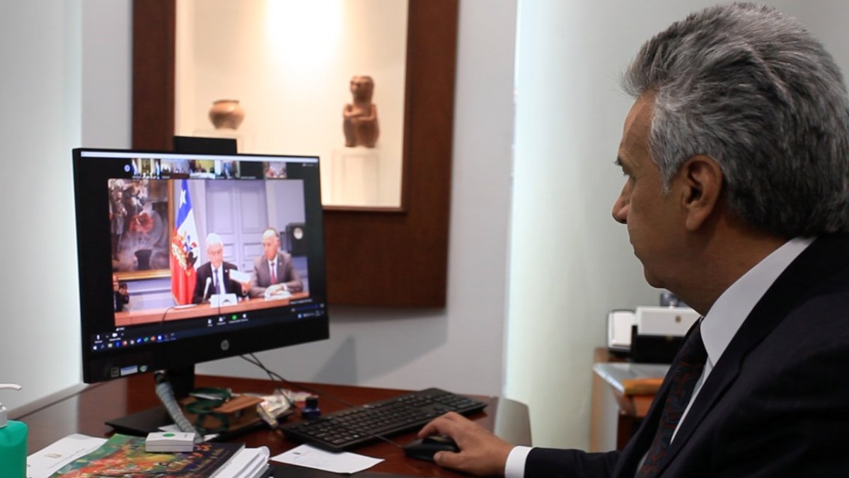 Lenín Moreno dirigió la segunda rueda de prensa virtual por la emergencia sanitaria del coronavirus.