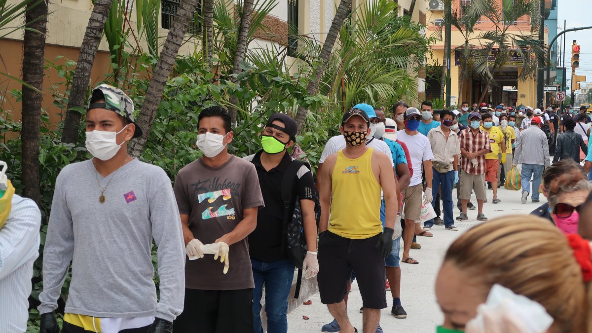 Mercados. Las compras en los mercados y supermercados se hacen obligadamente con uso de   mascarillas. Muchos también optan por ponerse guantes.