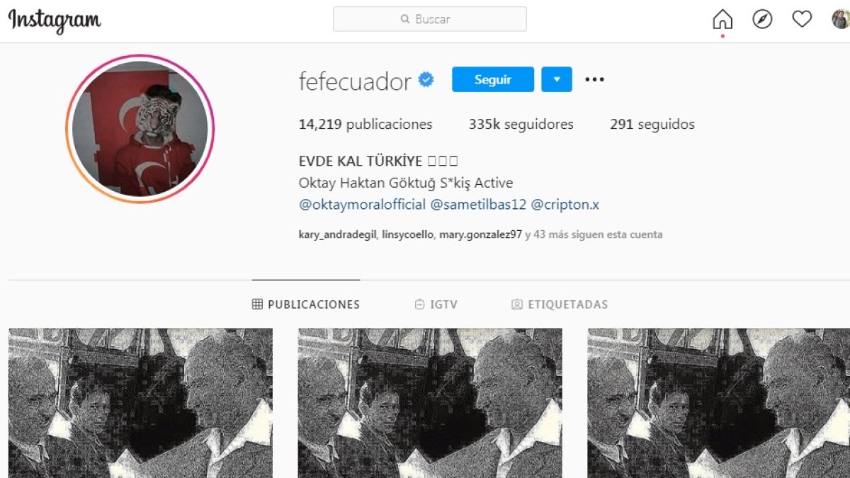 Así apareció la portada de Instagram de la cuenta de la Federación Ecuatoriana de Fútbol.