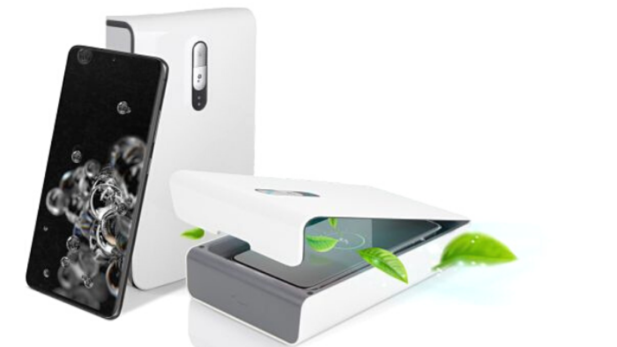 ¿Cómo funcionan? Se introduce el teléfono en la máquina, se cierra la tapa y se activa el botón de saneamiento.