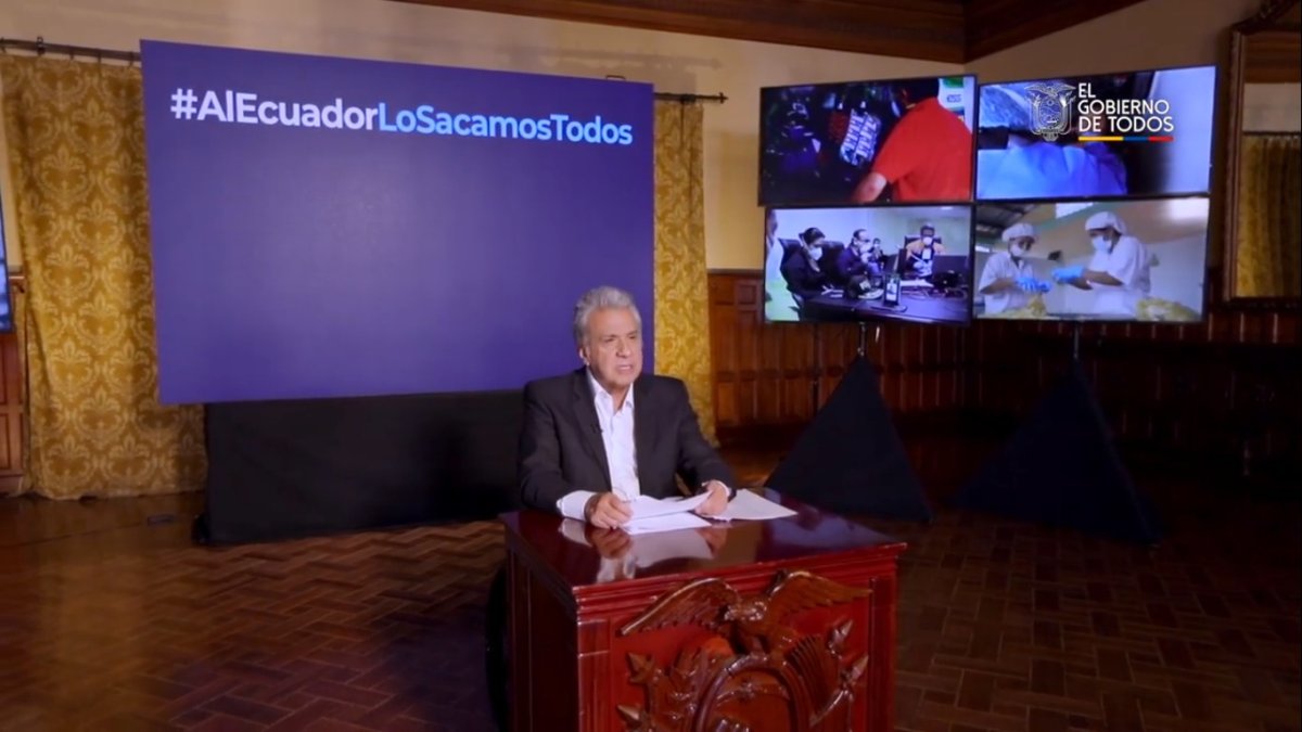 Anuncio. El presidente Lenín Moreno durante el anuncio de las medidas económicas que se implementarán por la pandemia.