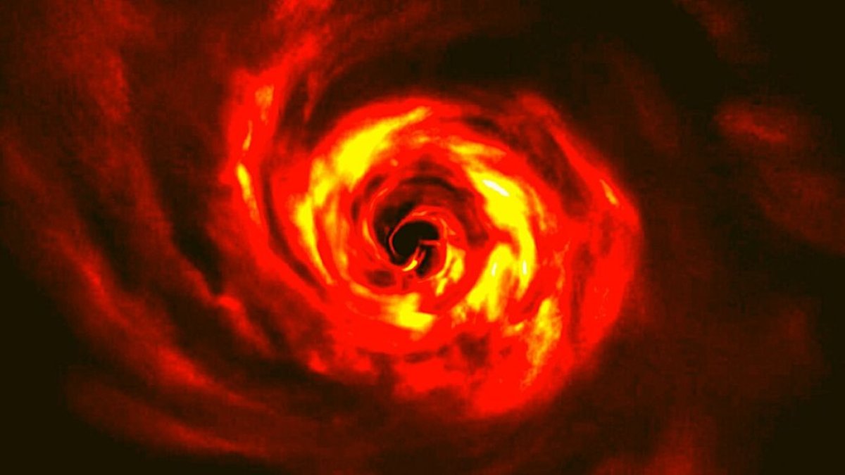 Este es el disco alrededor de la joven estrella AB Aurigae. Se puede ver el ‘giro