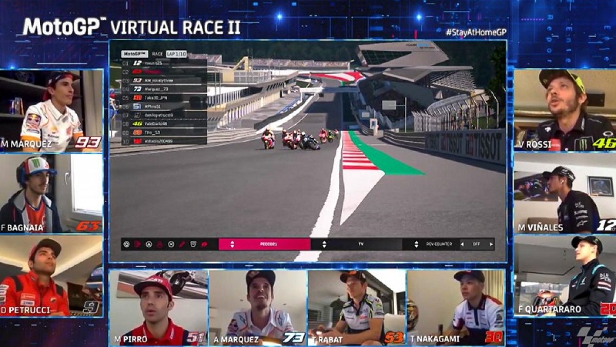 No solo motociclistas, sino también pilotos de Fórmula 1 y jugadores de fútbol han participado en las competencias virtuales.