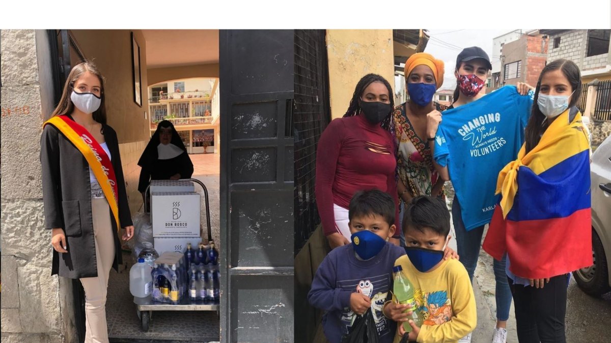 Nikole Salinas durante la entrega de donaciones.