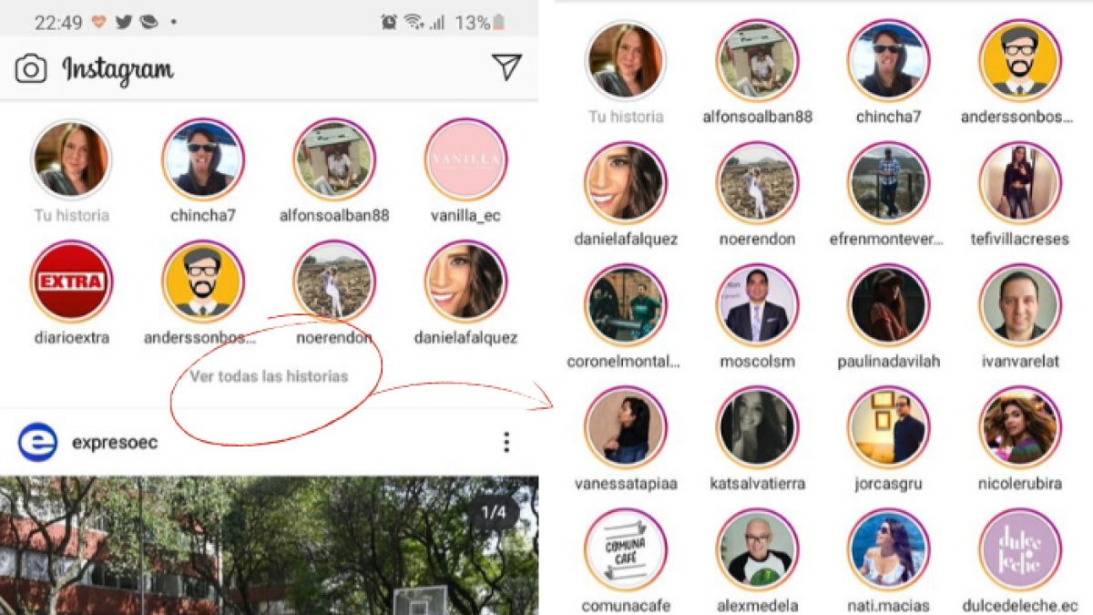 La doble fila de stories es la nueva actualización de Instagram.