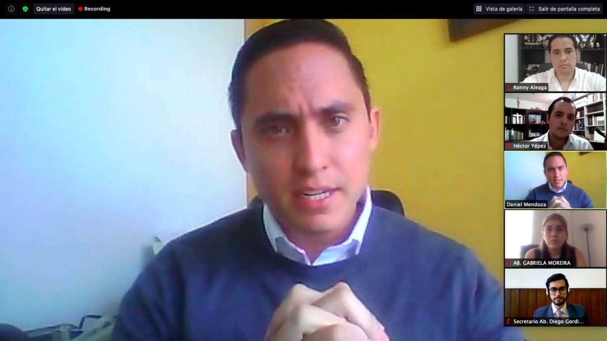 Sesión. Daniel Mendoza habló ante la Comisión desde la cárcel, en Quito.