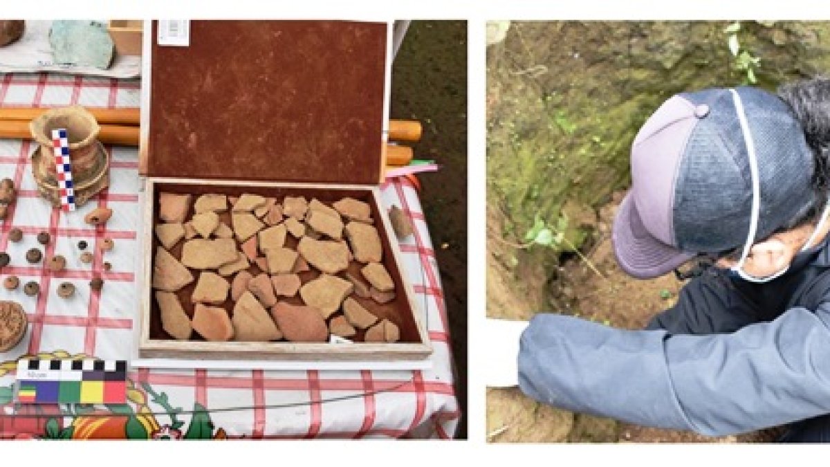 Un técnico del INPC visitó el sitio del hallazgo arqueológico y recolectó frangmentos de objetos como vasijas, platos, torteros y otros.