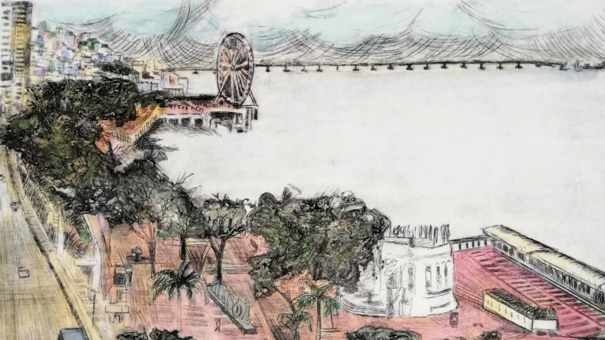 ‘Desde la ventana’, de Diana Gardeneira, es uno de los grabados de la exposición virtual.