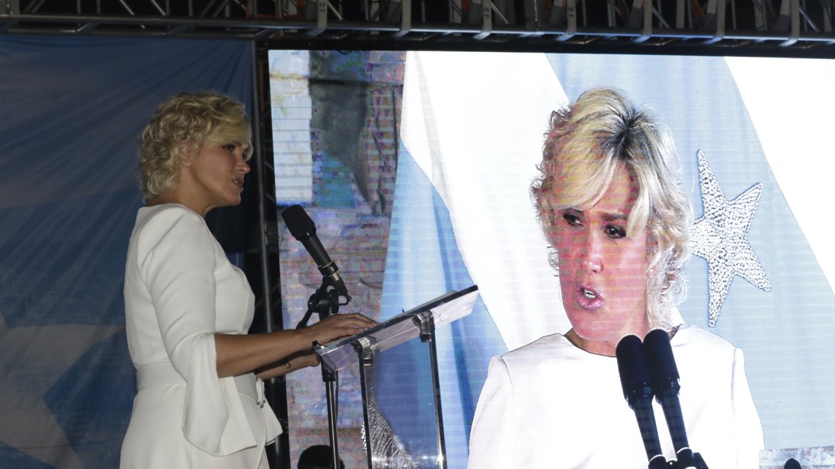 La alcaldesa Cynthia Viteri, durante su discurso, el sábado pasado.