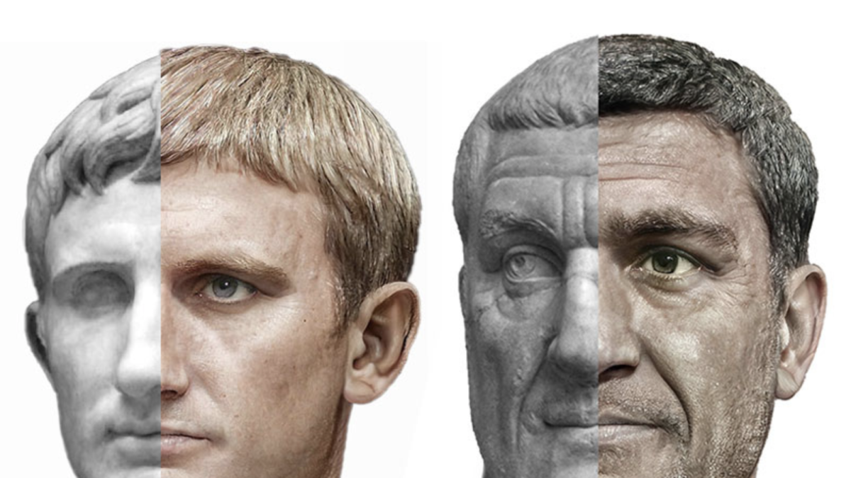 Retratos fotorrealistas de Augusto y Maximino el Tracio.