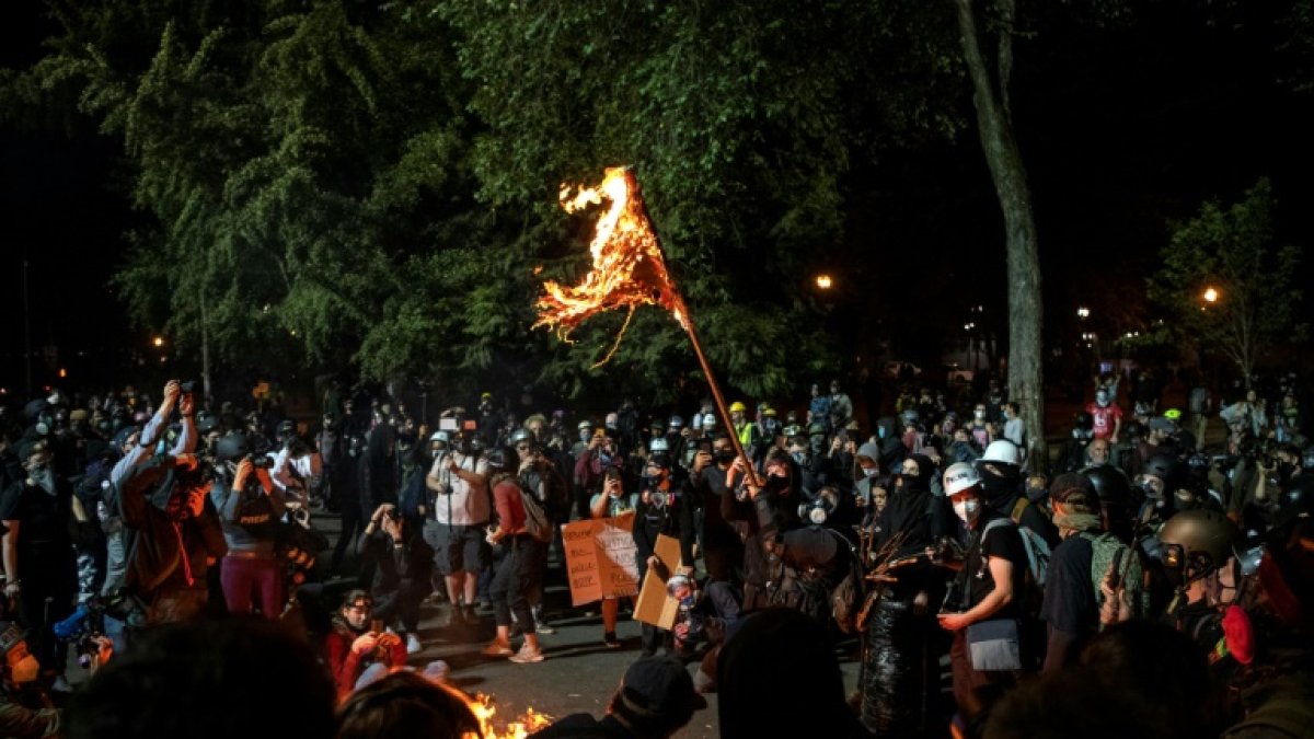 Manifestantes en Portland el 31 de julio de 2020.