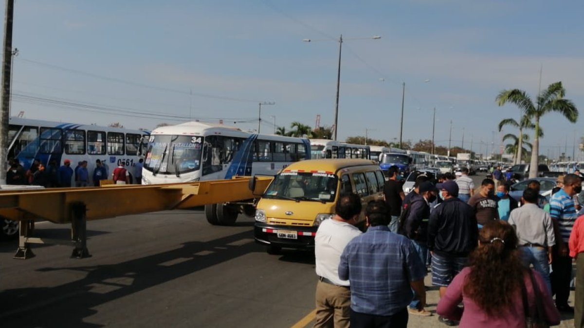 Hecho. Los buses se han concentrado esta mañana en en los exteriores del ingreso principal del Puerto Marítimo.